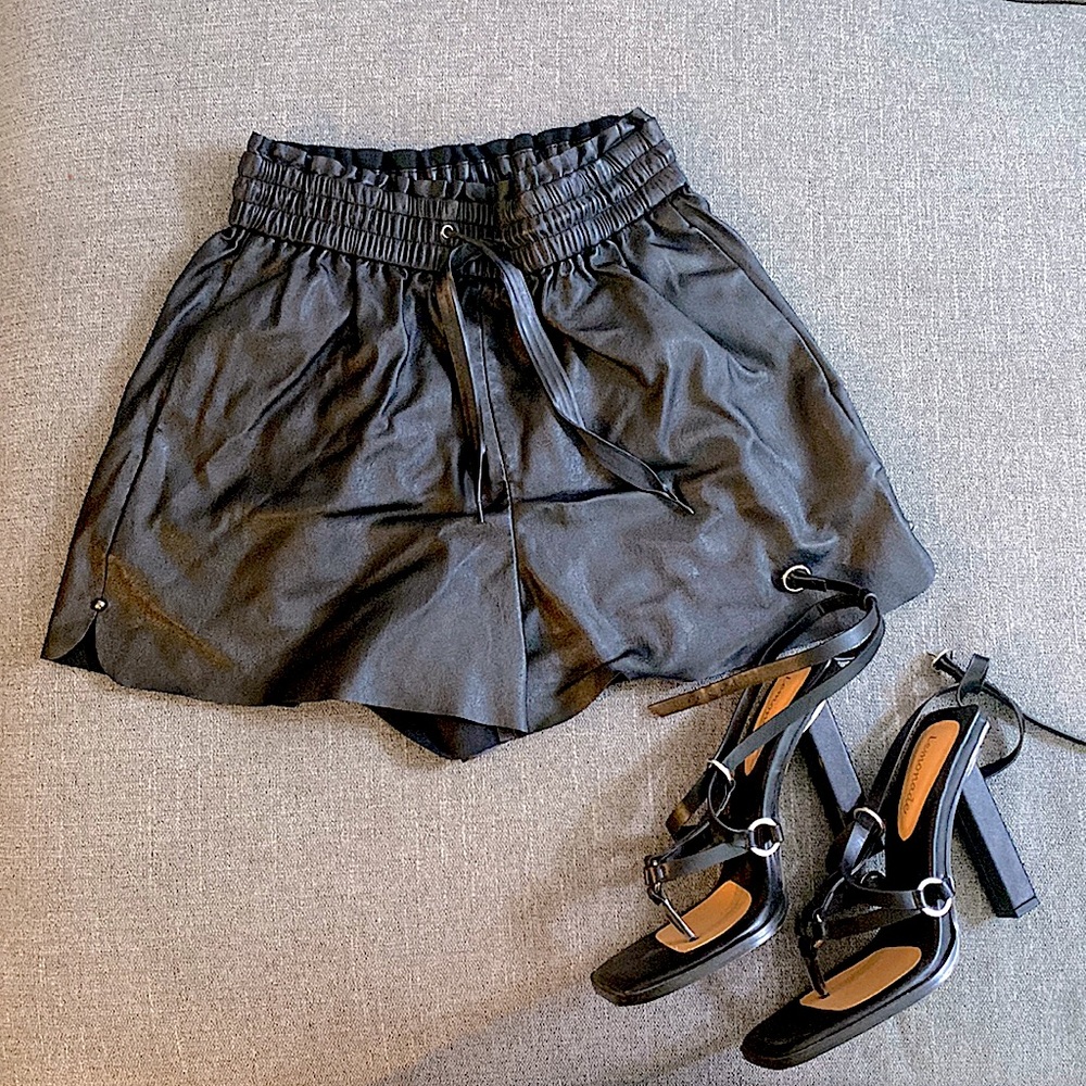 Zara Black Faux Leather Shorts XS